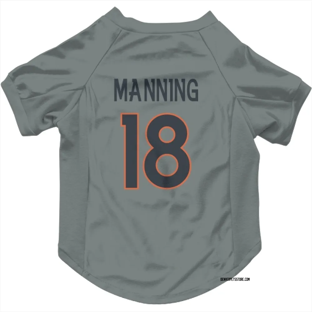 Denver Broncos Peyton Manning Gray Pet Jersey for Dog & Cat