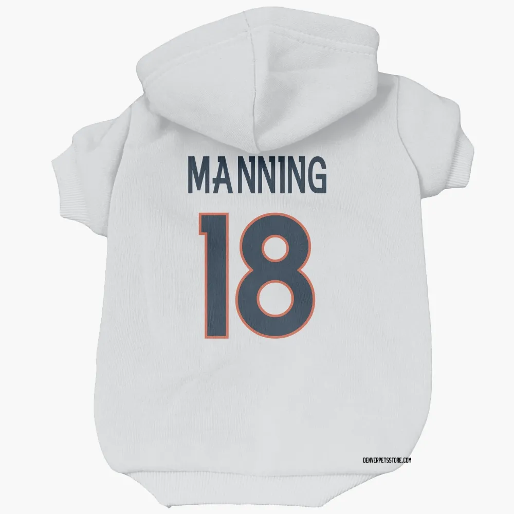Denver Broncos Peyton Manning White Pet Hoodie for Dog & Cat