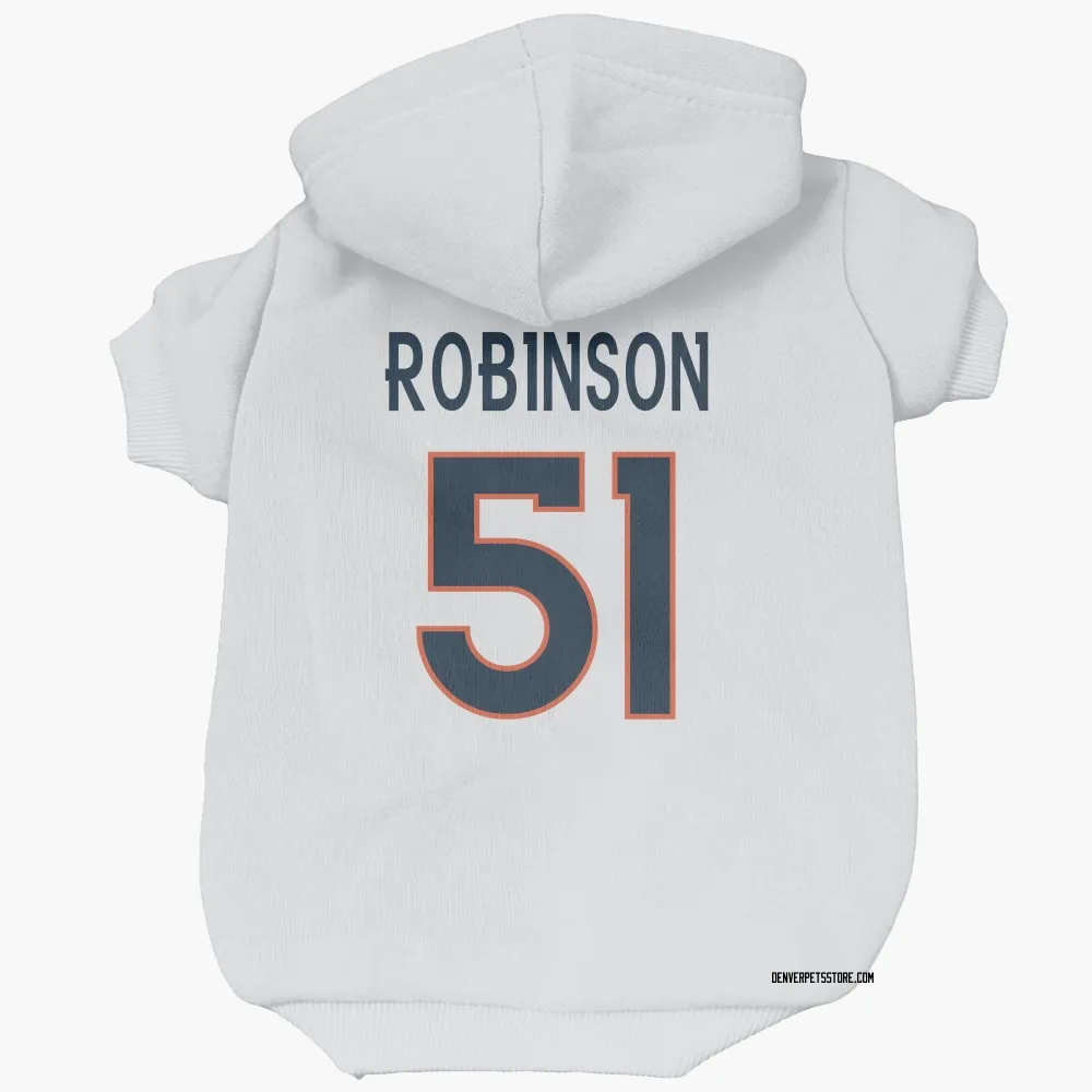 Denver Broncos Que Robinson White Pet Hoodie for Dog & Cat