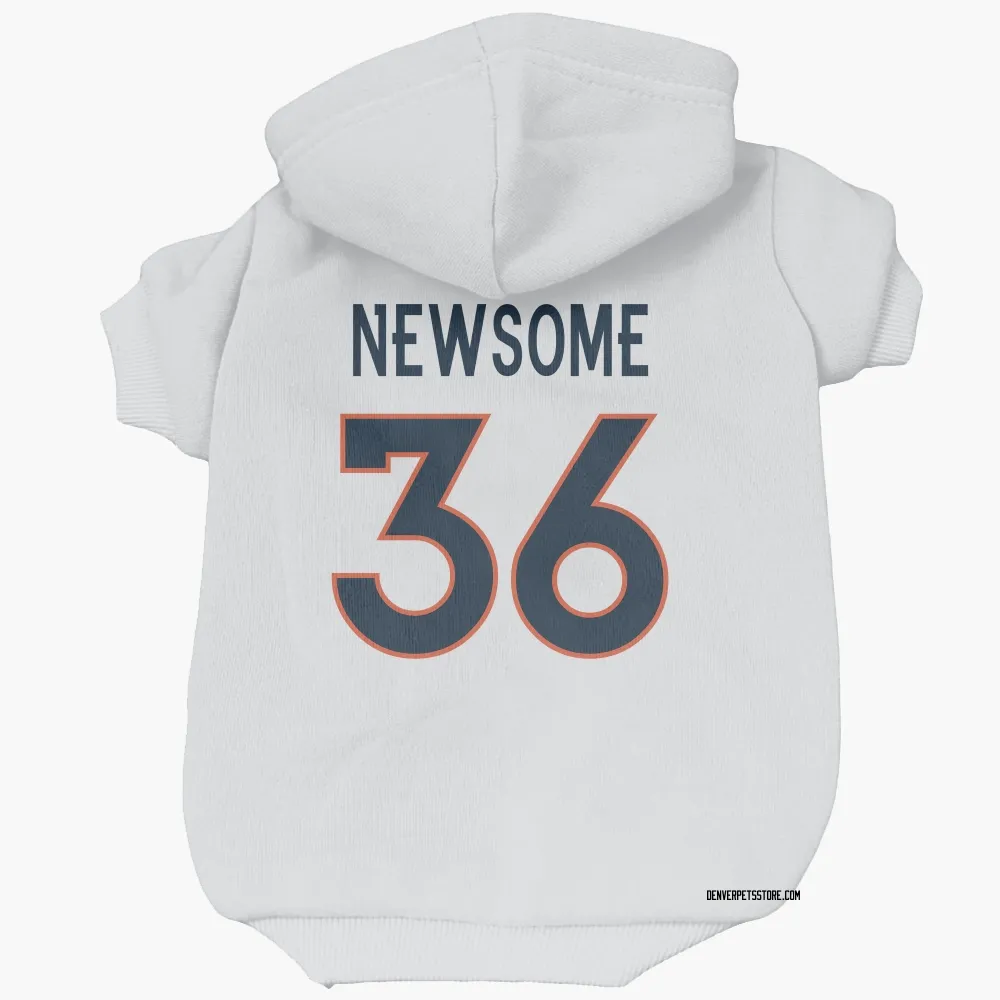 Denver Broncos Quinton Newsome White Pet Hoodie for Dog & Cat