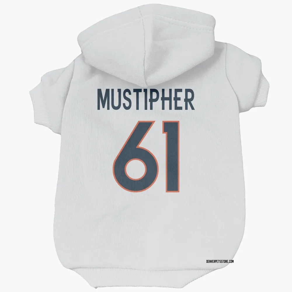 Denver Broncos Sam Mustipher White Pet Hoodie for Dog & Cat