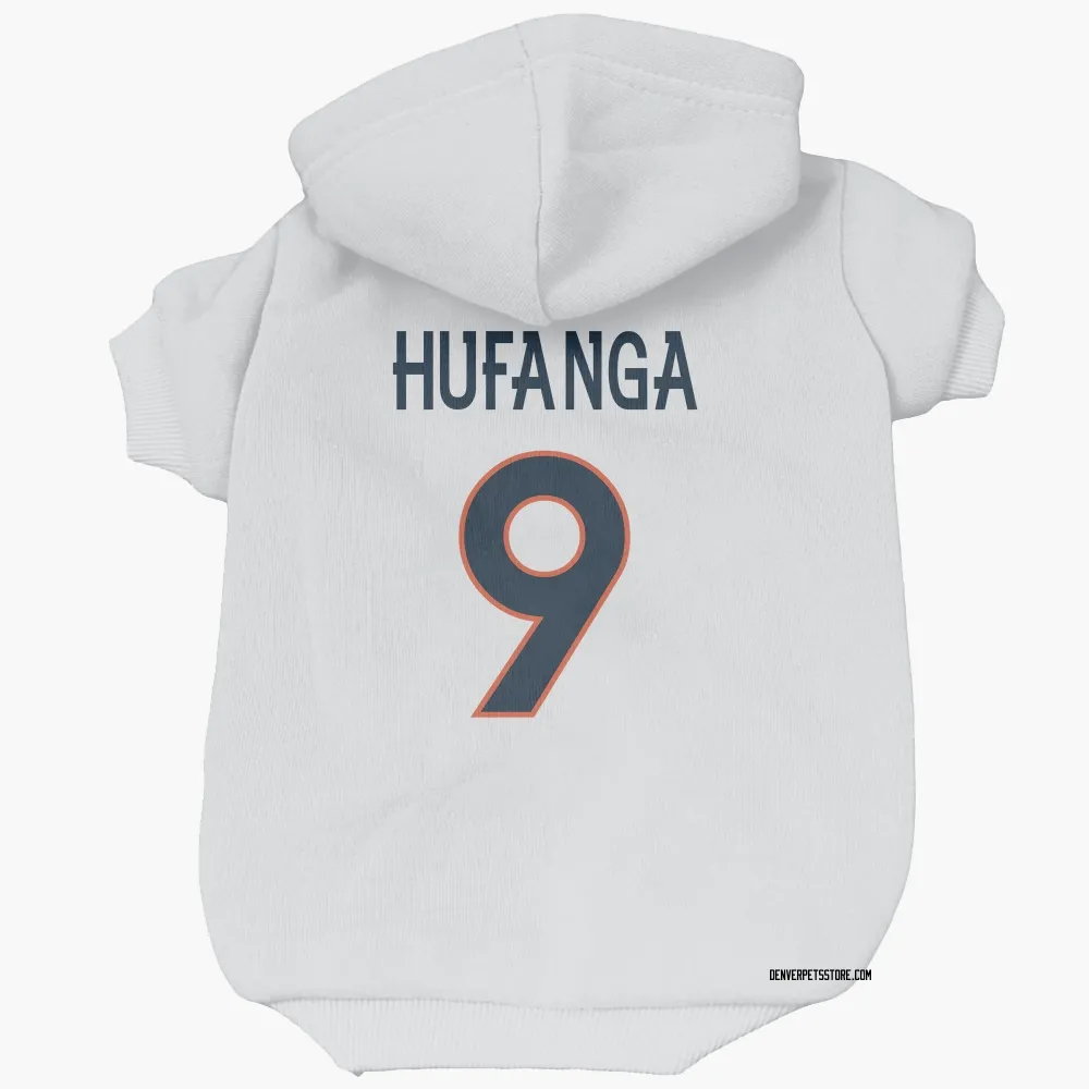 Denver Broncos Talanoa Hufanga White Pet Hoodie for Dog & Cat