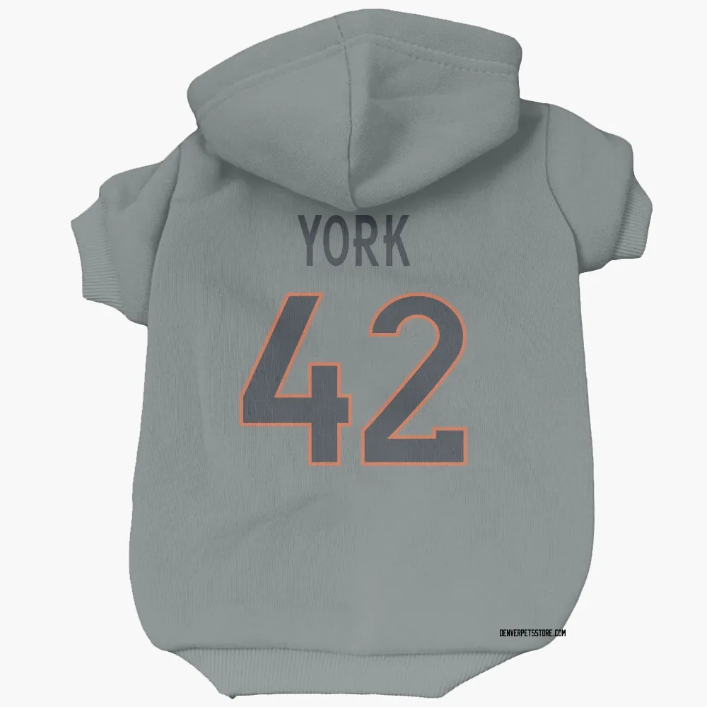 Denver Broncos Taurean York Gray Pet Hoodie for Dog & Cat
