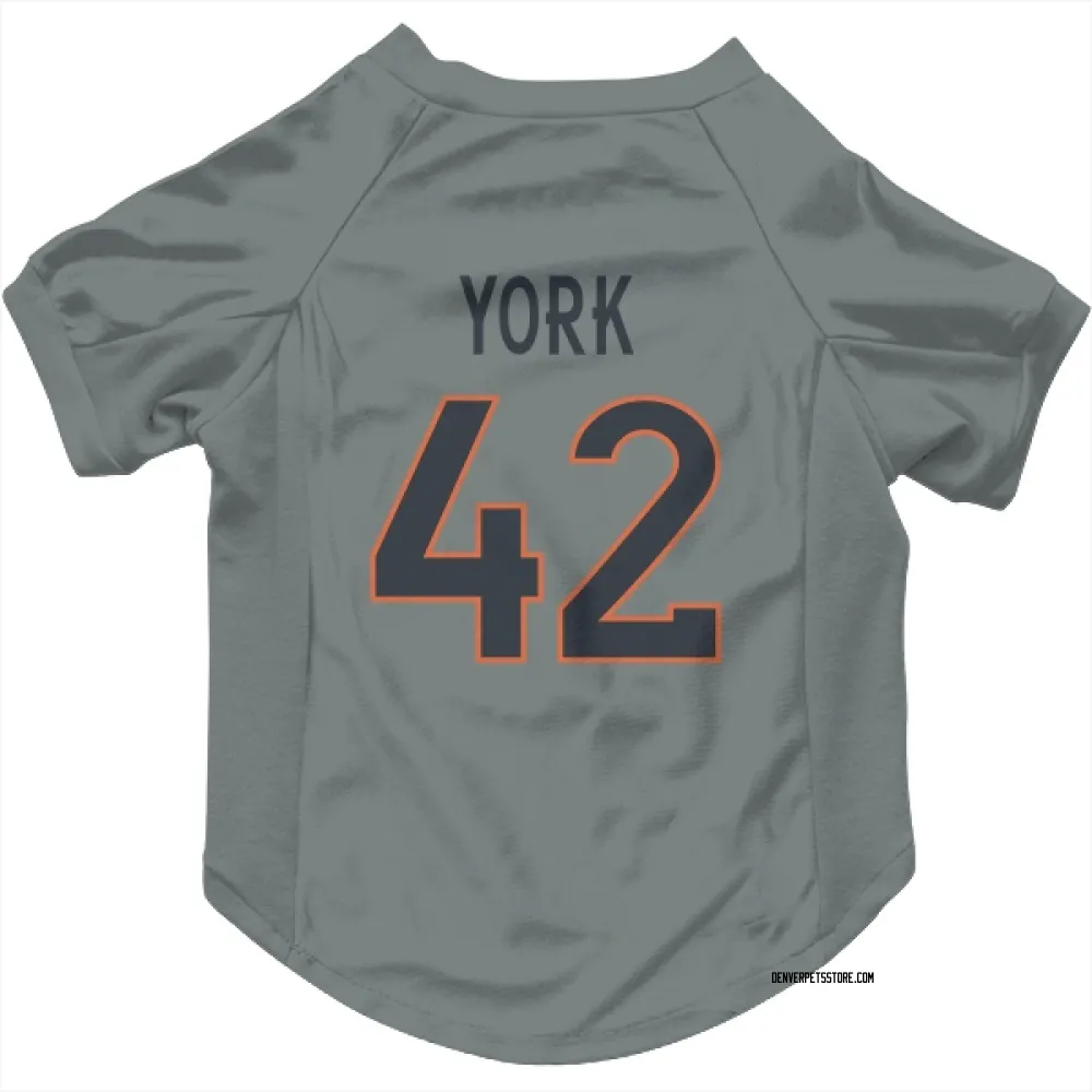 Denver Broncos Taurean York Gray Pet Jersey for Dog & Cat