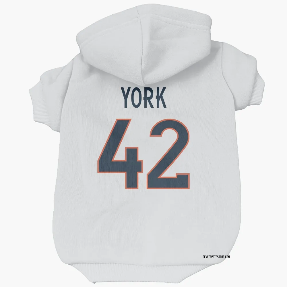 Denver Broncos Taurean York White Pet Hoodie for Dog & Cat