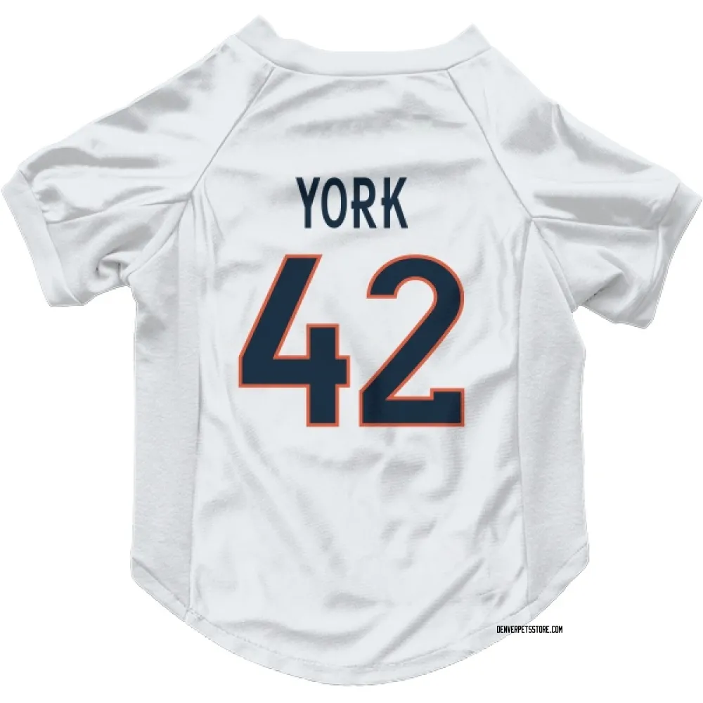 Denver Broncos Taurean York White Pet Jersey for Dog & Cat