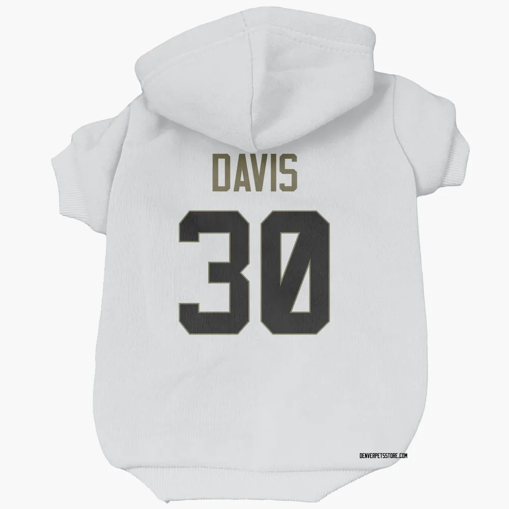 Denver Broncos Terrell Davis White Pet Hoodie for Dog & Cat
