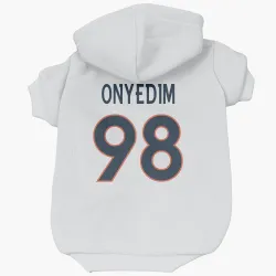 Denver Broncos Tyler Onyedim White Pet Hoodie for Dog & Cat
