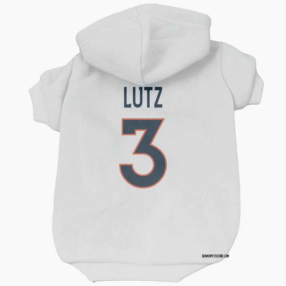 Denver Broncos Wil Lutz White Pet Hoodie for Dog & Cat