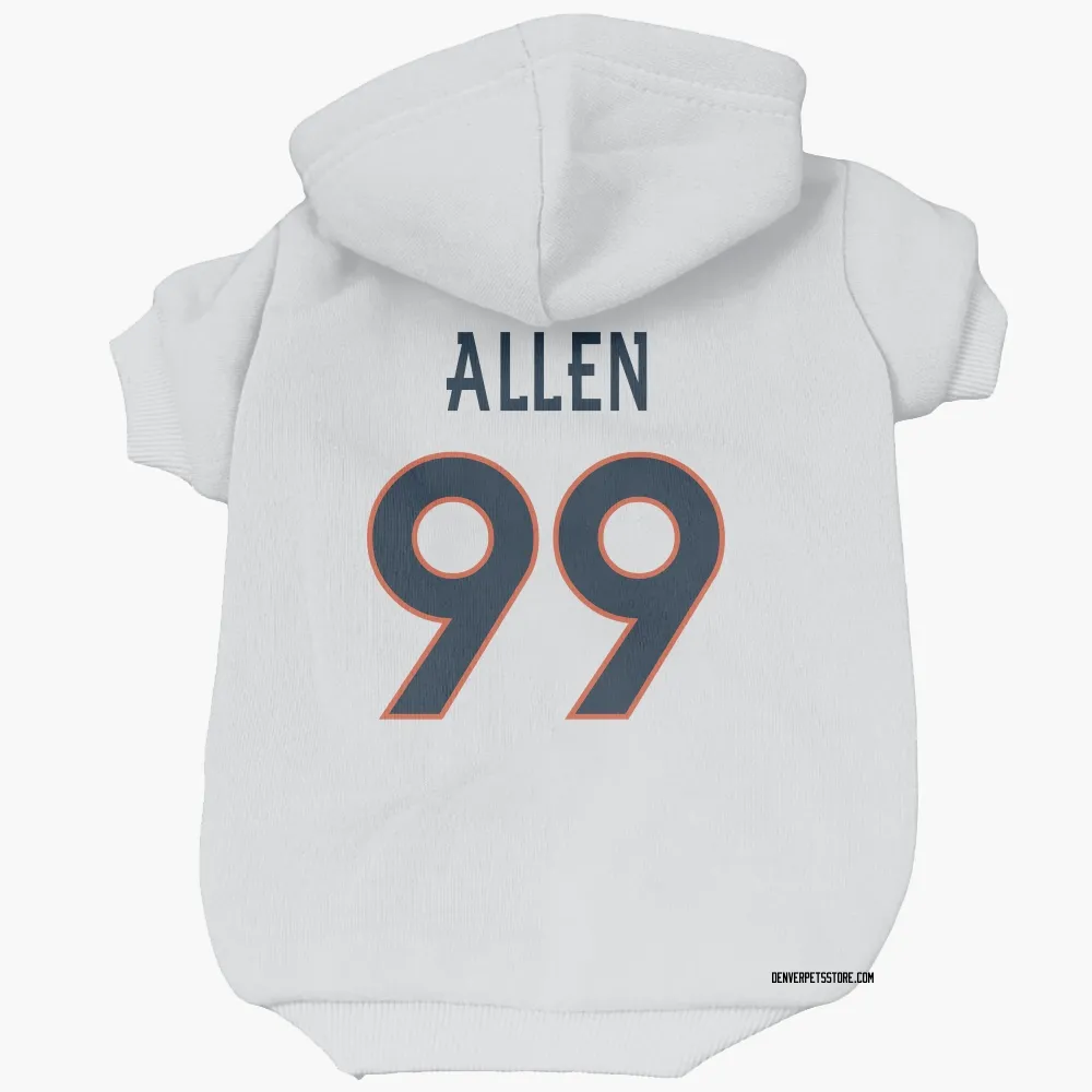 Denver Broncos Zach Allen White Pet Hoodie for Dog & Cat